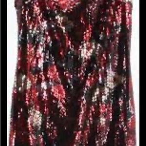 Express Red and Black Sequin Tank Top